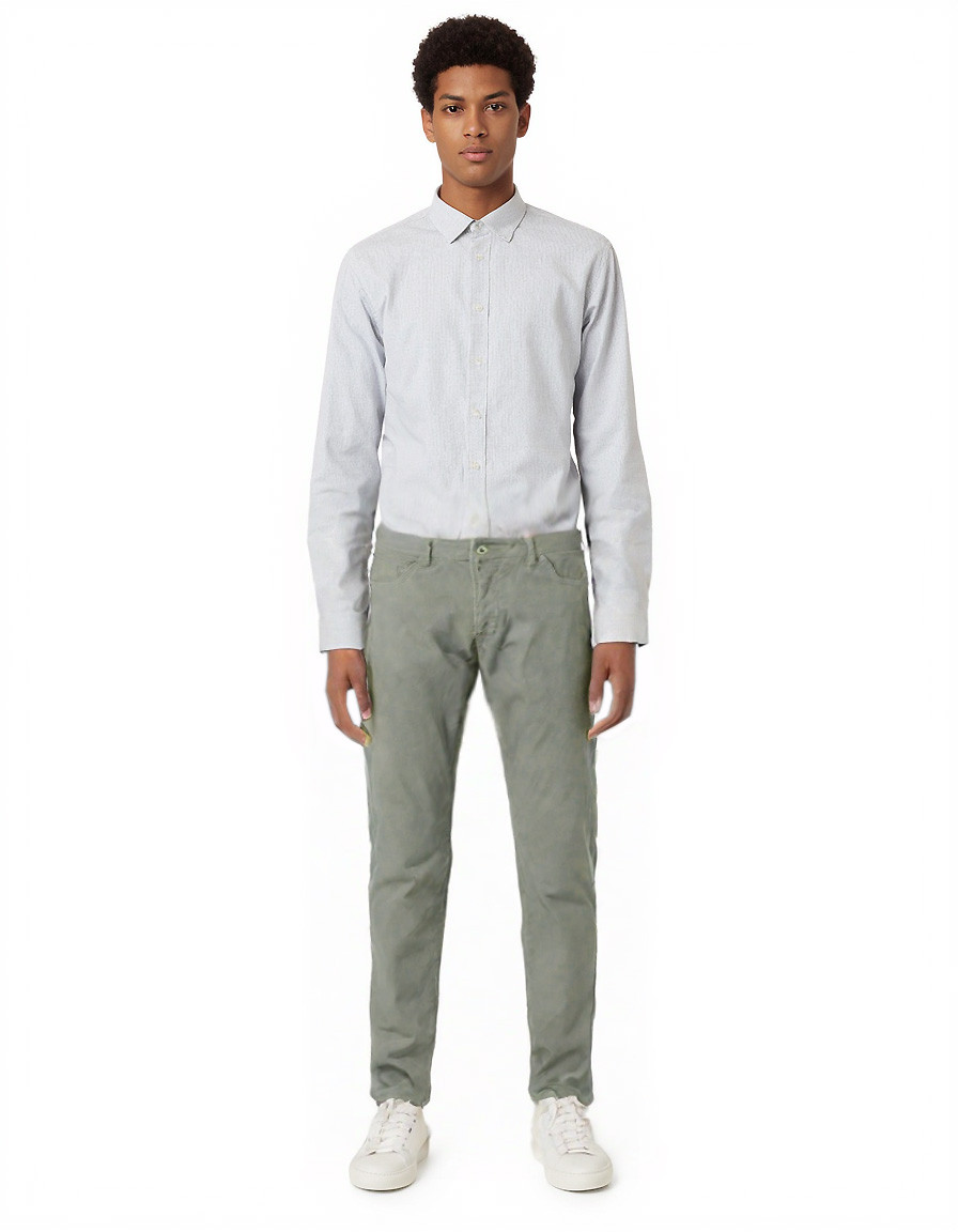 Pantaloni 5 tasche in cotone elasticizzato SLIM - salvia - ZERO/CONSTRUCTION