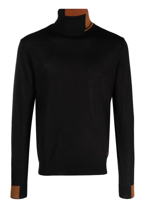 Dolcevita misto lana - contrasto nero/cammello- MANUEL RITZ