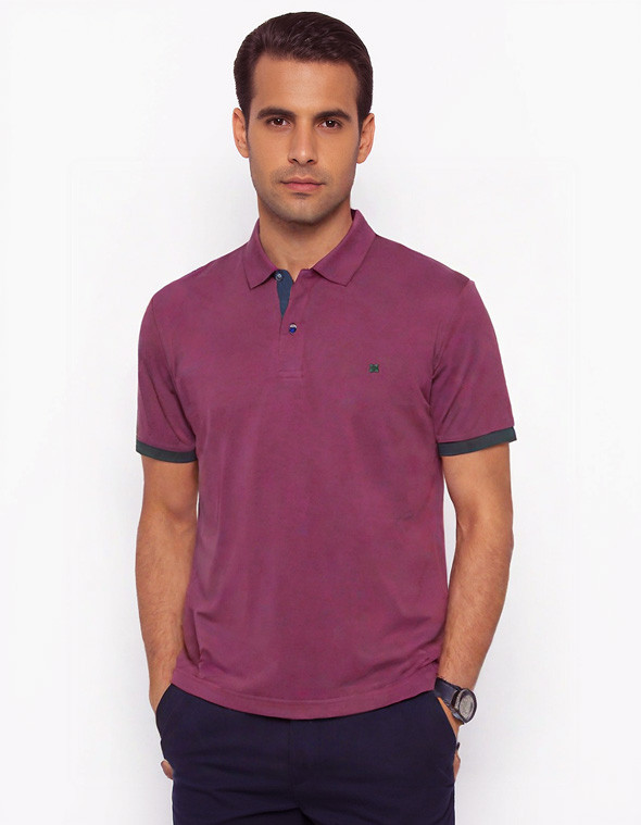 Polo manica corta cotone piquet - magenta contrasti verde/blu-FERRANTE