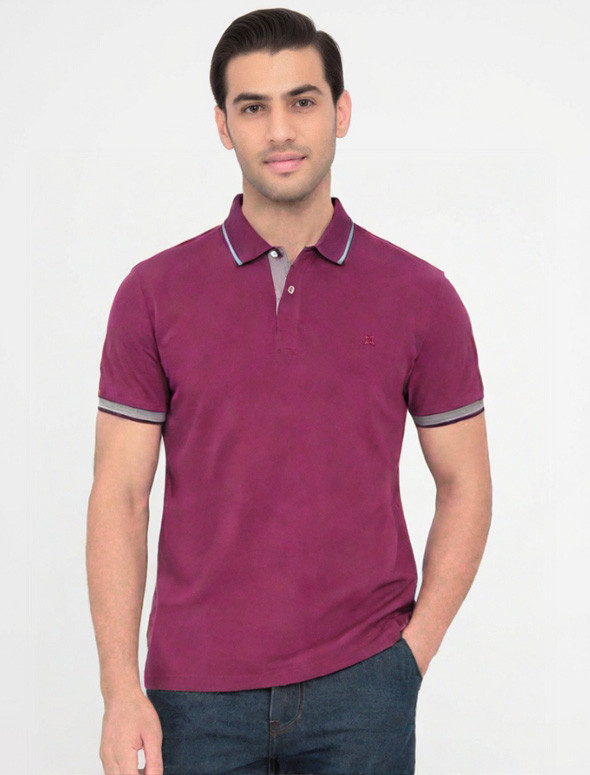 Polo manica corta cotone piquet - magenta contrasti grigio/rosso-FERRANTE