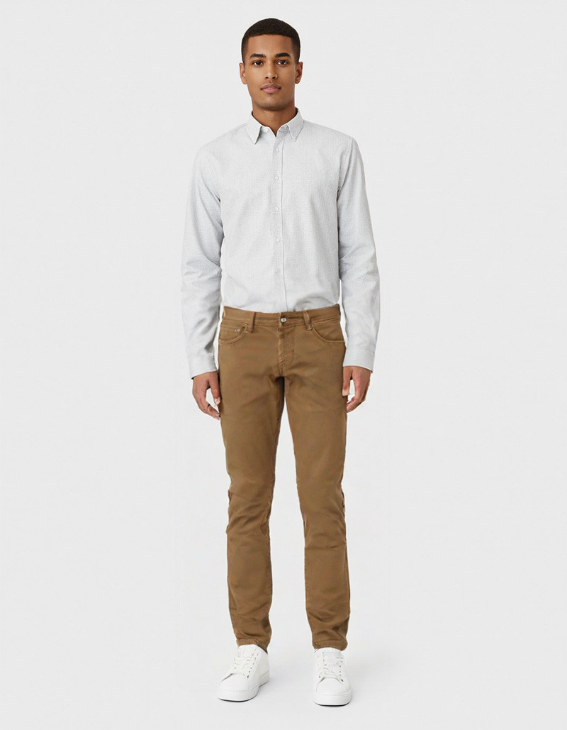 Pantaloni 5 tasche in cotone elasticizzato SLIM - cachi - ZERO/CONSTRUCTION