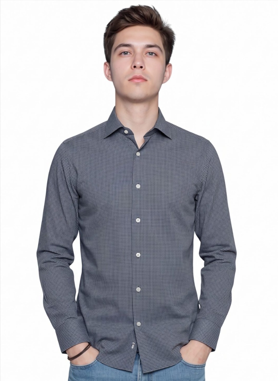Camicia manica lunga cotone - micro