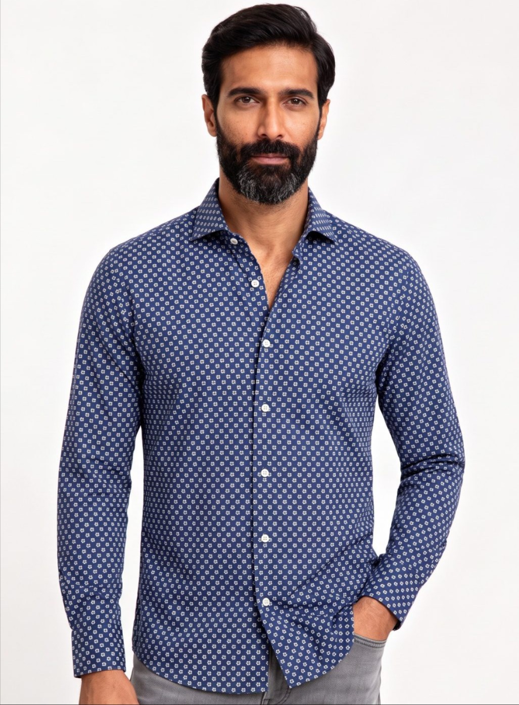 Camicia manica lunga cotone lavato