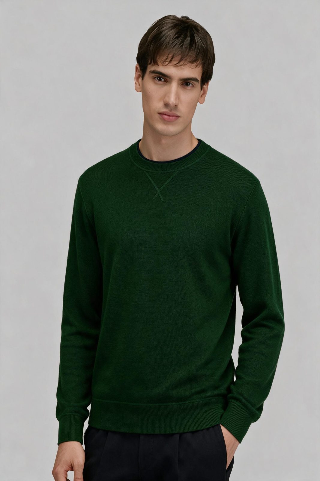 Maglia girocollo in misto lana taglio felpa